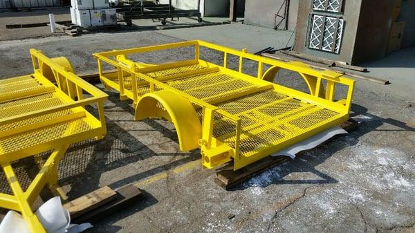 This is a picture of a trailor that we powder coat. We are capable of painting product of up to 27ft.