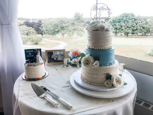 Wedding and Grooms Cake both by Whiskey Business Bakery