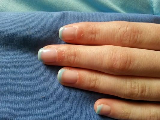 Gel mani with blue tips