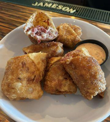 Reuben egg rolls