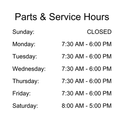 Parts & Service Hours for Gerald Jones Volvo Cars