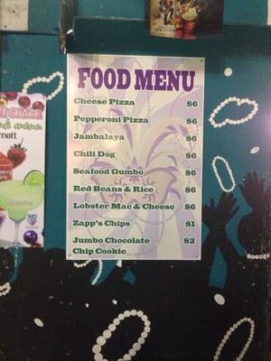 Menu for Louisiana cuisine fast food booth.