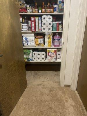 Old carpet in hallway closet