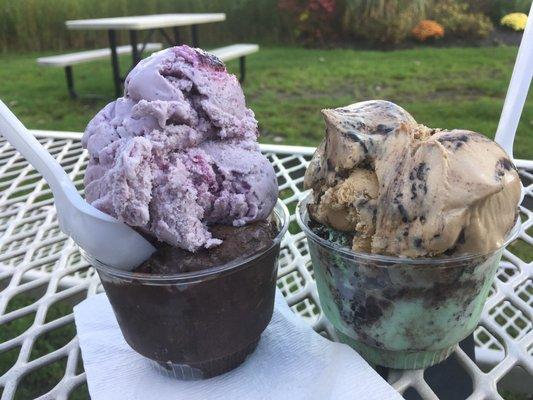 Maine blueberry and white lightning, and bittersweet symphony and grasshopper pie