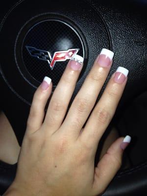 Pink and white nails!!