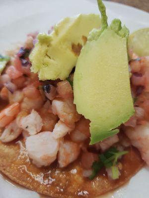 Shrimp ceviche chalupa