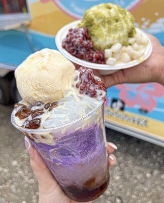 Halo halo and matcha shave ice