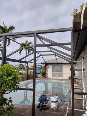 Florida's Leading in Pool Cage Restoration. Pool cage Painting & Clear View Screen Enclosures