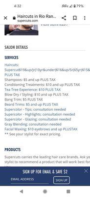 Supercuts outdated online pricing  because they couldn't be bothered to update it for 6 years per their manager.