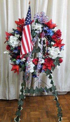 Military funeral standing wreath