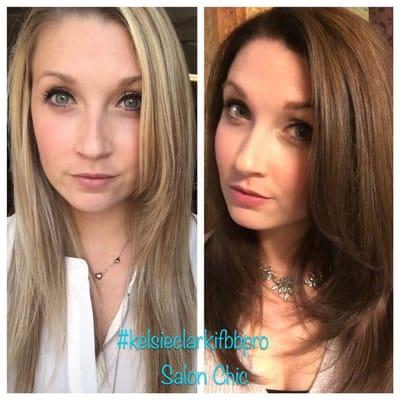 Blonde or brunette? She looks great both ways!