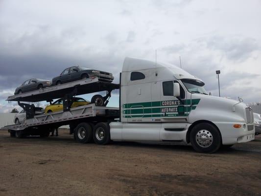 Truck 47 with double decker trailer