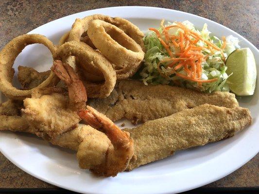 Fish & Shrimp $6.99 lunch special. Homemade onion rings added for only $1.09 more.