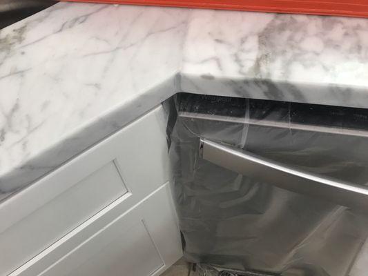 This looks like 2 different slabs, but I was assured it is not.  Regardless, the countertop does not look good.