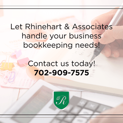 Rhinehart & Associates professionally handle your business bookkeeping needs so you can devote time to continued company growth!