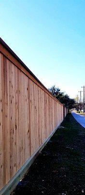 1,000FT of Fence with our 2x6 Treated bottom board for added height and our Cedar Cap & Trim for a beautiful final touch!