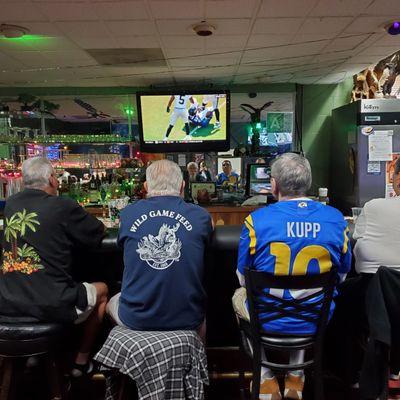 Bar scene in the morning-- football!