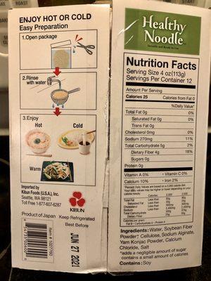 Directions & nutrition facts - VN