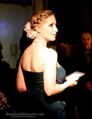 Lorena judging at a ballroom competition