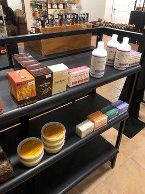 assortment of soaps and lotions