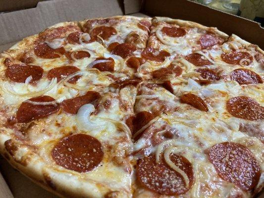 Pepperoni & onion pizza!