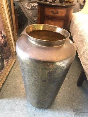 Copper vase that we are going to use as an umbrella stand