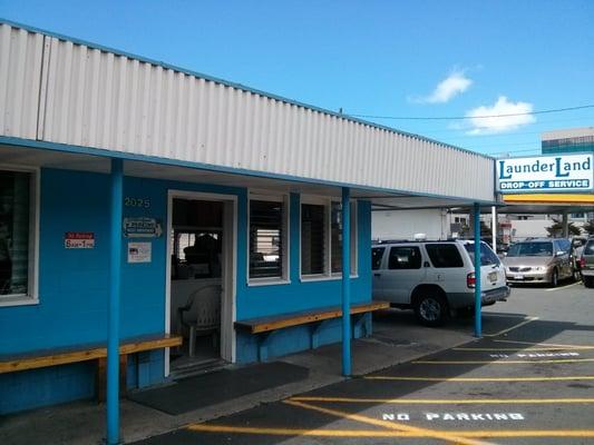 The blue building on the corner has self-service and drop-off options with plenty of machines to use.