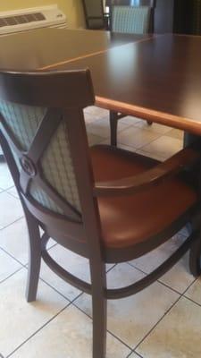 A chair in the memory care dining room