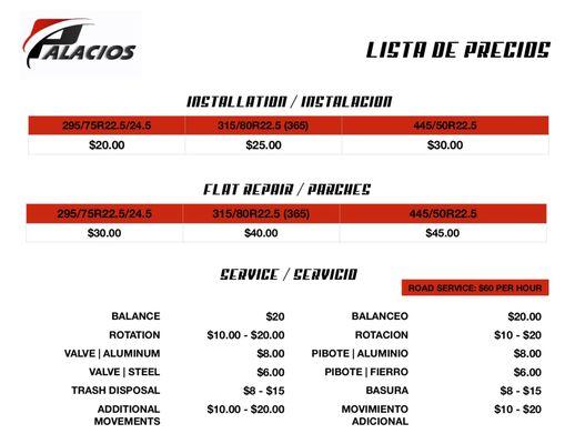 Price List | Lista de Precios