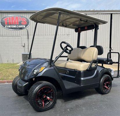 2021 Yamaha Drive2 AC Electric Golf Cart  Custom Painted Meteor Gray  24" Bazooka Sound Bar. $8884 plus tax Tim's Custom Carts