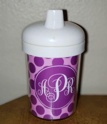 Monogrammed toddler cup.