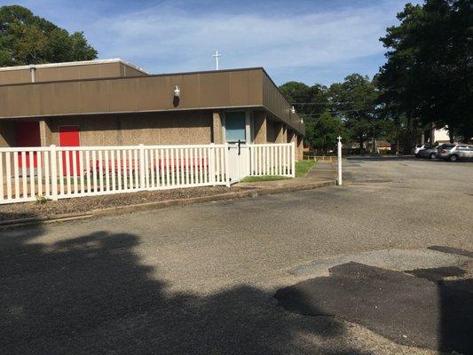 vinyl fence around the play ground