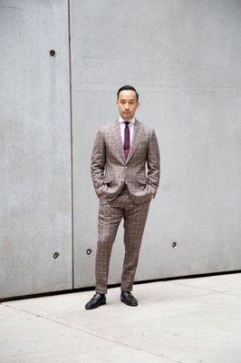 Austin in a Brown Glenplaid 2pc custom men's suit from Watson Ellis