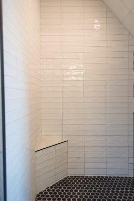 Stacked shower tile.