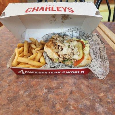 Everyday special- chicken cheese steak with French fries