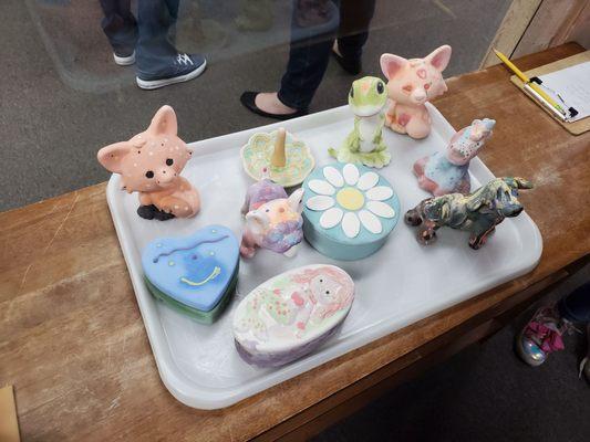 All the kids (and parents!) Painted art before the kiln.