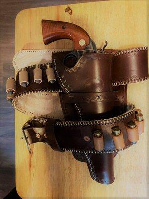 My version of one of Pancho Villas's holster and cartridge belt for a Colt Bisley .45