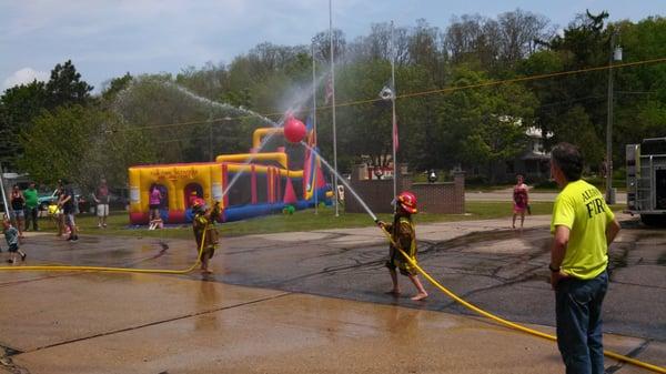 Children's water fight during memorial day