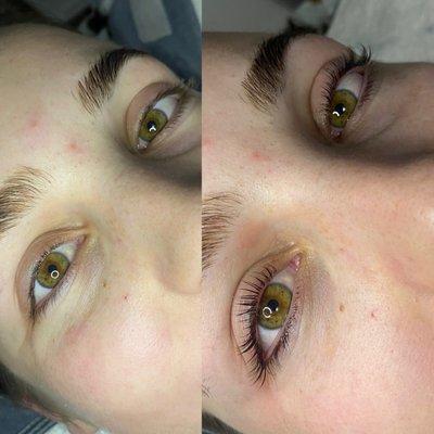 Keratin Lash Lift before + after