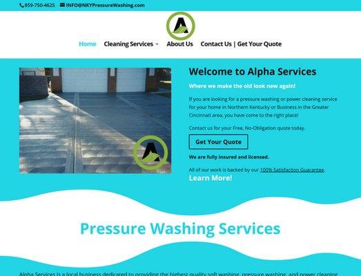 A pressure washing company website we built.