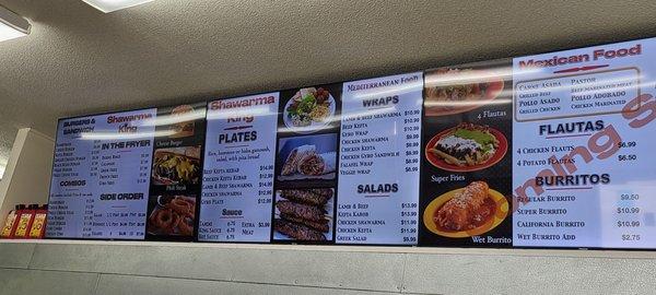 Brand new menu. Even though it's Chevron, the hot food place inside is called Shawarma King.