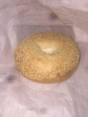 Sesame seed bagel with cream cheese