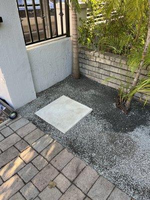 Trash can stone and gravel