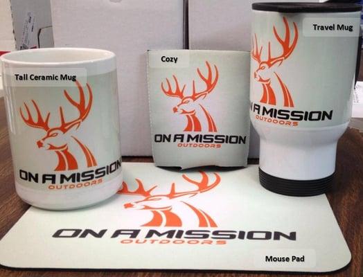 Sublimation allows us to put an image file onto mugs, koozies & mouse pads!