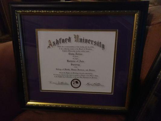 This is one of two matches BA degrees framed: Psychology & Applied Behavioral Science.