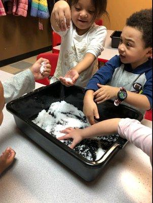 SNOW! Our students played with snow at our science center!