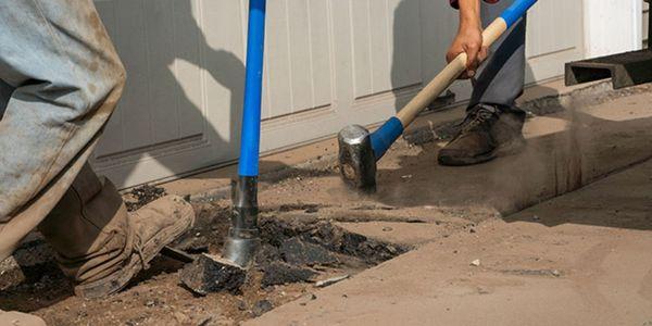 Indoor breaking concrete.  Clean up.