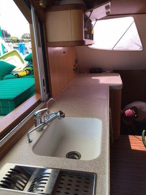 Custom Corian boat countertop and sink.