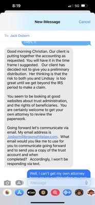 jack osborn claims it's to risky to give me, a beneficiary, money for a motel 6, because the IRS, needed 10 years of inactivity.