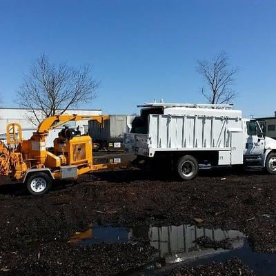 This is the equipment we use to reduce the brush material and haul it to the recycling yard.